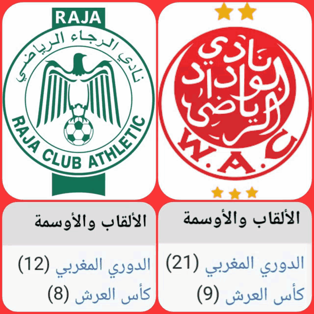 a green and red logo for raja club athletic with arabic writing