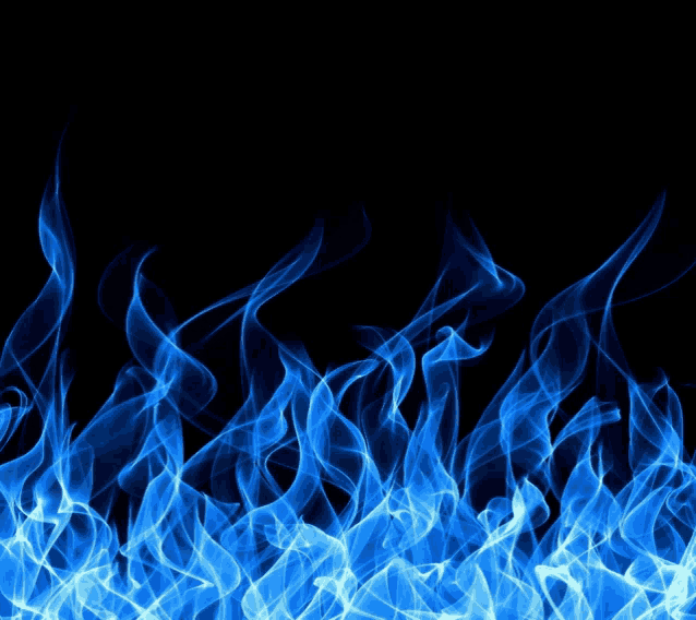 blue flames on a black background with a few swirls