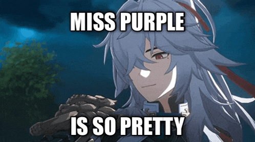 miss purple is so pretty with a picture of a girl with long hair