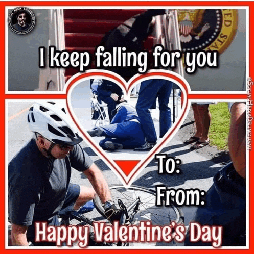 a valentine 's day greeting card with a man fixing a bike