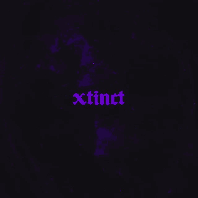 xtinct is written in purple on a dark purple background