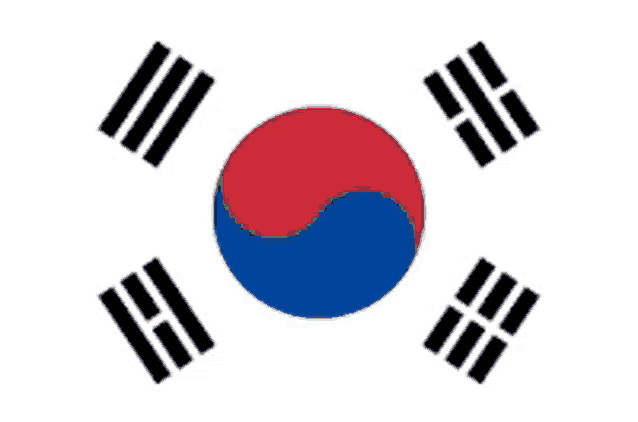 the flag of south korea has a red blue and white circle in the center