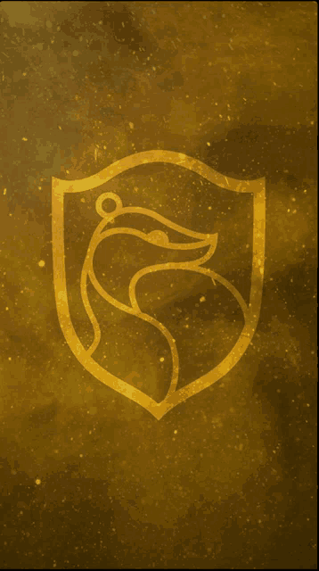 a shield with a fox on it is on a gold background