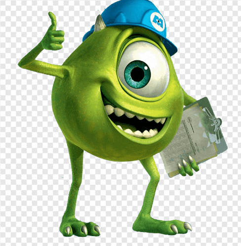 mike from monsters inc gives a thumbs up while holding a clipboard