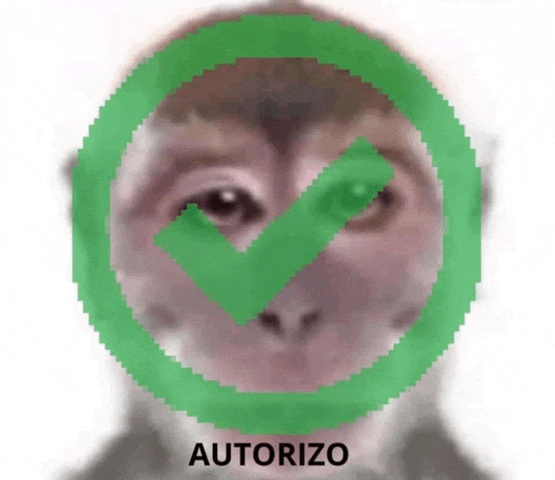 a pixelated image of a monkey with a green check mark and the word autorizo under it