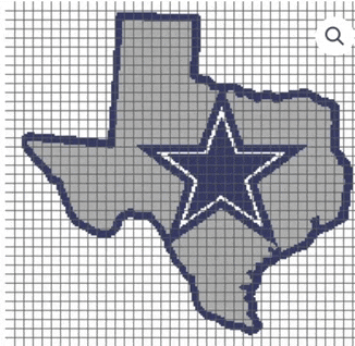 a texas map with a cowboys star in the center