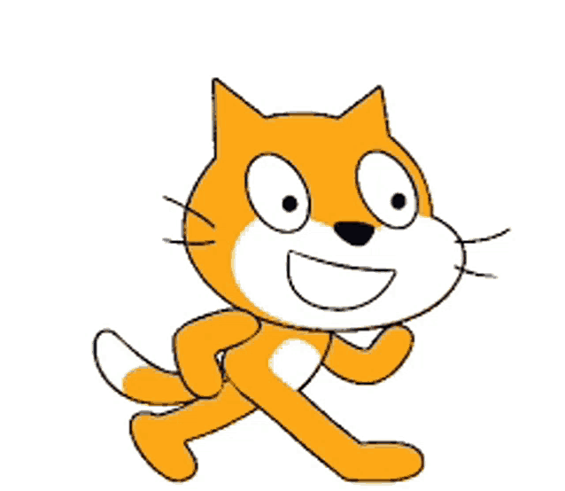 a cartoon cat with a big smile on its face is running