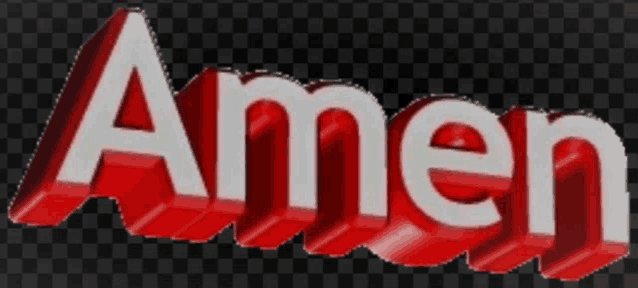 the word amen is written in red and white letters