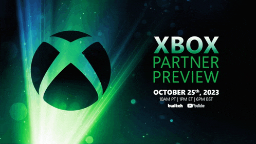 an advertisement for the xbox partner preview taking place on october 25th