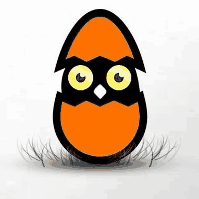 a cartoon owl is coming out of a cracked egg .