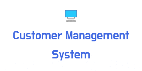 a computer monitor with the words customer management system underneath it