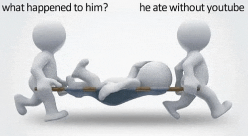 two 3d figures are carrying a person on a stretcher with the caption " what happened to him "