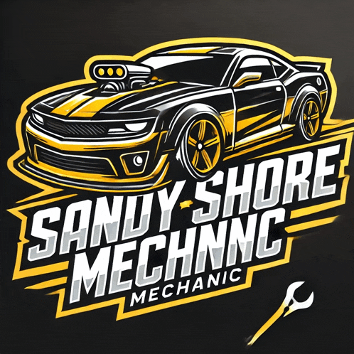 a logo for sandy shore mechanic shows a car