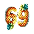 the number 69 is made of pineapples on a white background