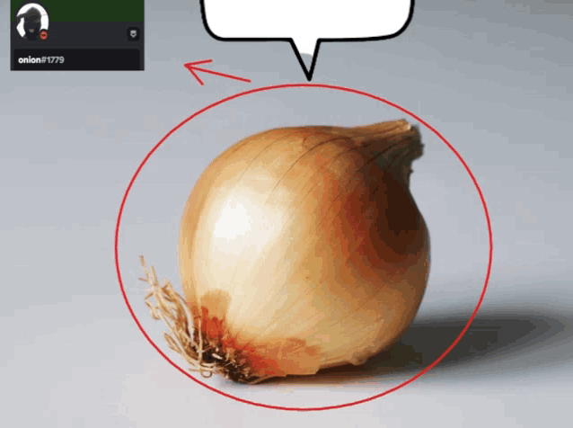 a picture of an onion with a speech bubble above it that says onion # 1779