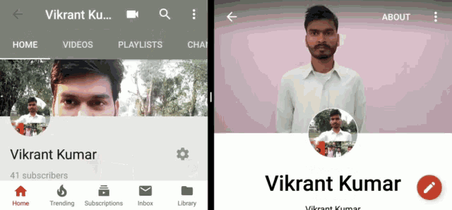 a man named vikrant kumar has 41 subscribers on his youtube account