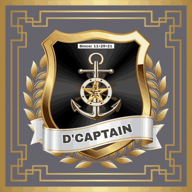 a shield with an anchor and the name d' captain on it