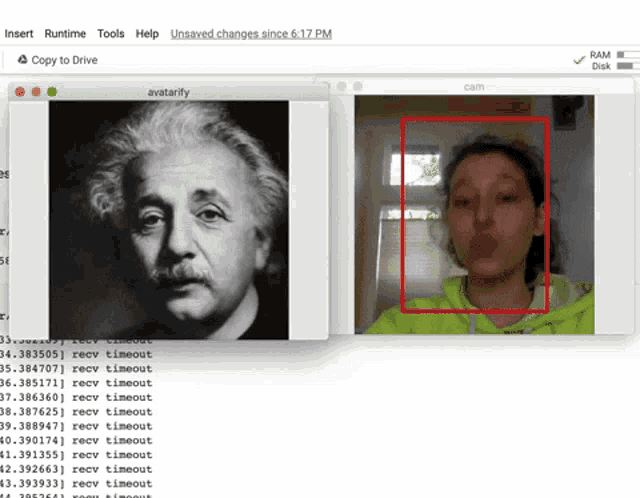 a computer screen displays a picture of albert einstein and a picture of a woman