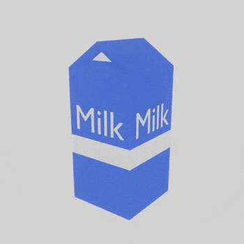 a blue carton of milk with white writing on it