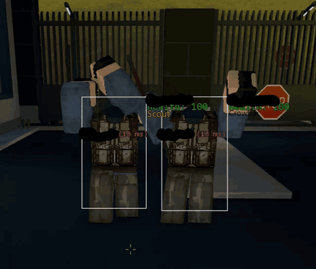 a screenshot of a video game shows two soldiers one of whom has the word scout on their chest