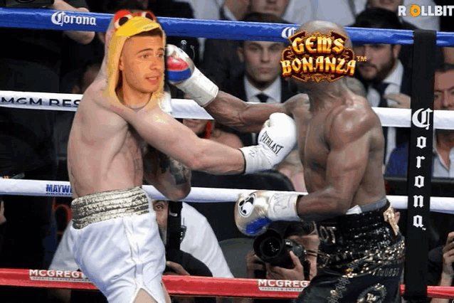 two boxers in a boxing ring with the words gems bonanza behind them