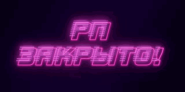 a neon sign says pm bakpito on a dark background