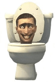 a man is sitting on a toilet with his head sticking out of the seat .