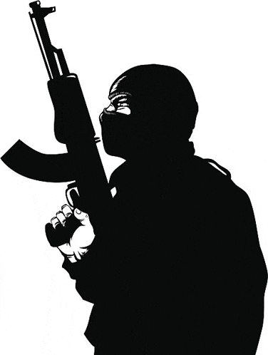 a man wearing a mask is holding a gun in his hand .