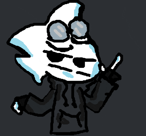 a drawing of a cartoon character wearing sunglasses and a jacket