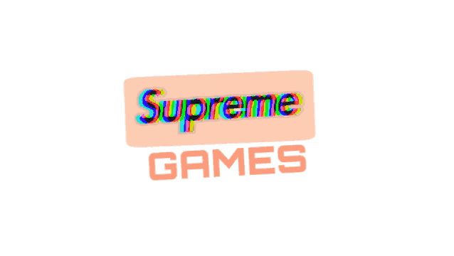 a logo for supreme games is displayed on a white backdrop