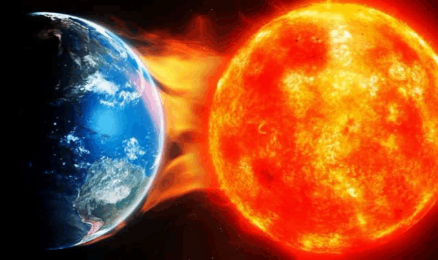 the earth is being destroyed by a red sun