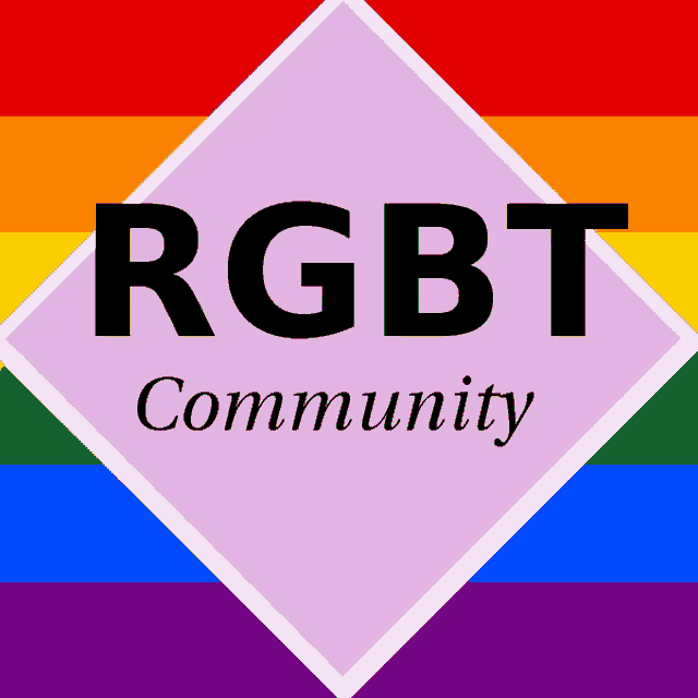 a logo for rgbt community with a rainbow colored background