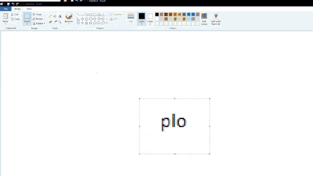 a computer screen shows the word plo in a pixel art style