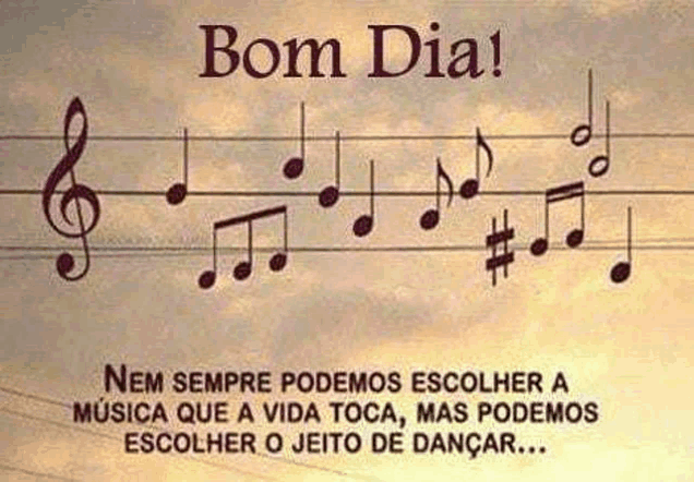 a poster with music notes and the words bom dia