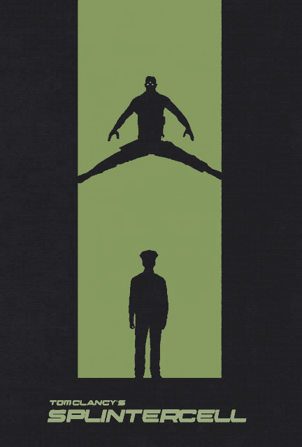 a poster for tom clancy 's splintercell shows a silhouette of a man