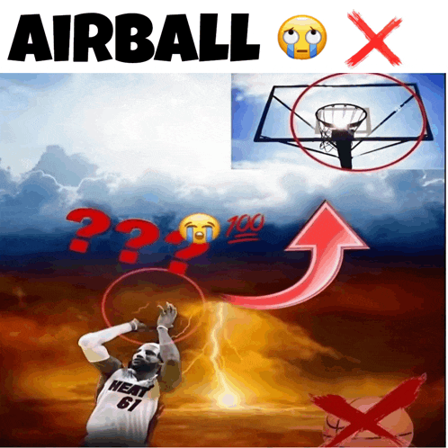 a picture of a basketball player with the words airball x below him