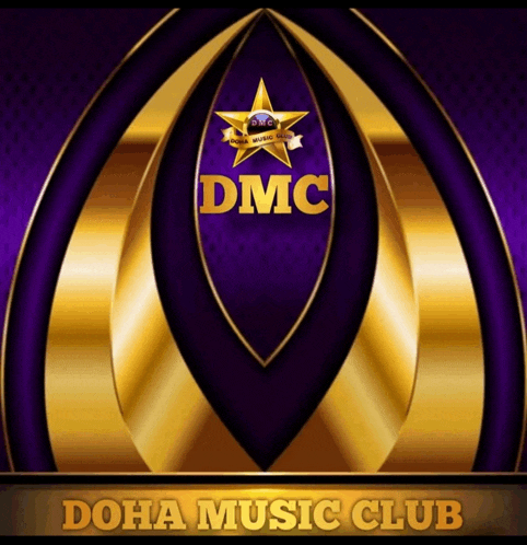 a logo for the doha music club with a gold star