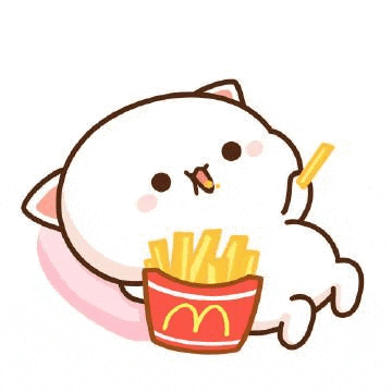 a white cat is eating french fries from a mcdonald 's bag .