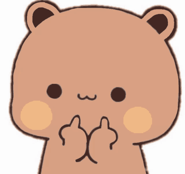 a cartoon bear giving the middle finger