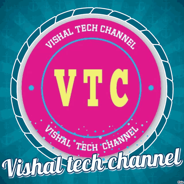 a logo for vishal tech channel that is pink and yellow