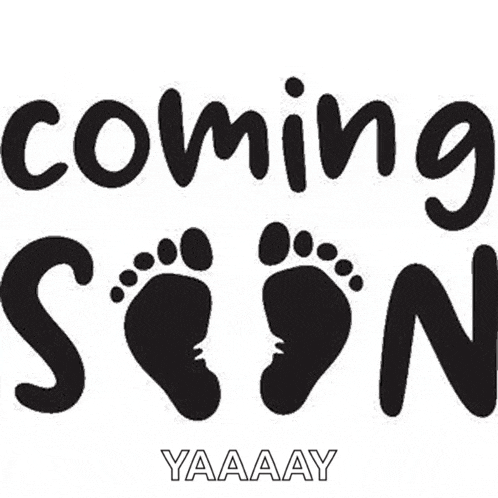 a black and white sign that says `` coming soon '' with footprints in the letters .