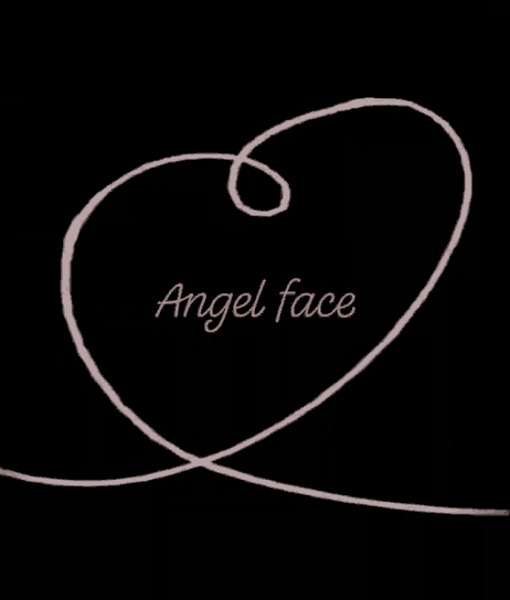 a drawing of a swirl with angel face written on it