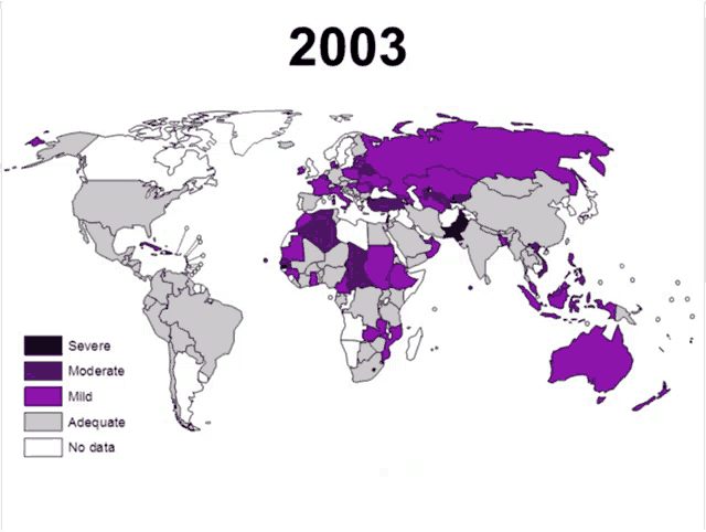 a map of the world shows the year 2003