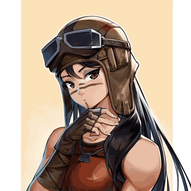 a drawing of a girl wearing a helmet goggles and gloves