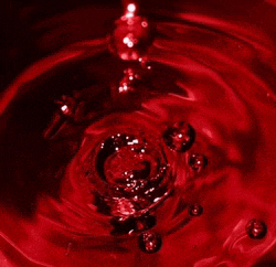 a splash of red liquid with bubbles coming out of it