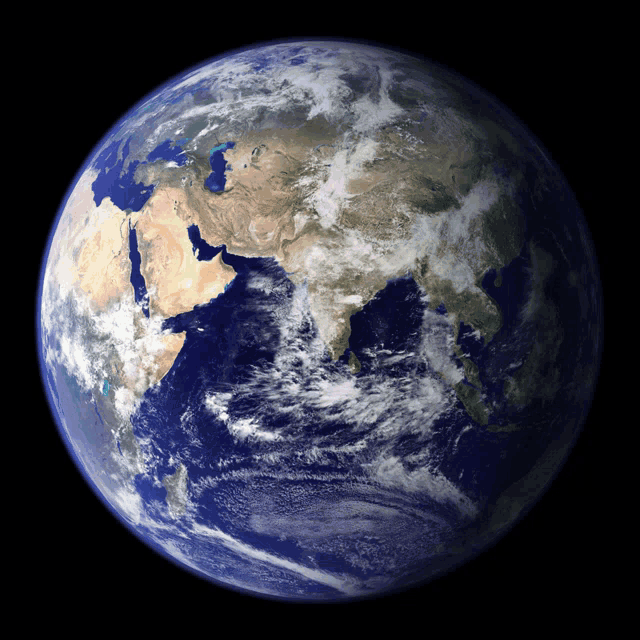 a view of the earth from space shows the middle east and asia