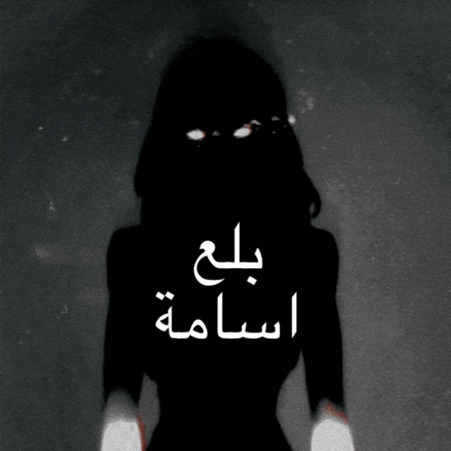 a silhouette of a woman with arabic writing