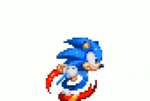 sonic the hedgehog is flying through the air in a pixel art animation .