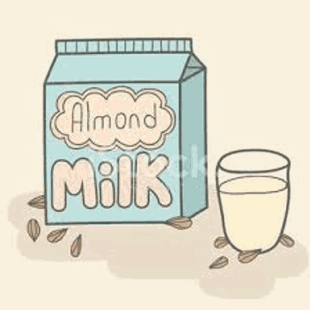 a box of almond milk and a glass of milk .