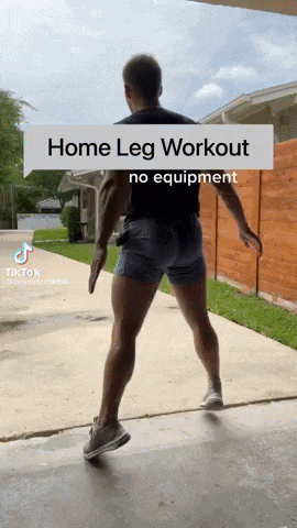 a video of a man doing a home leg workout with no equipment